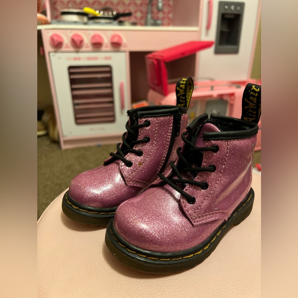Dr. Martens Kids Pink Glitter Boots